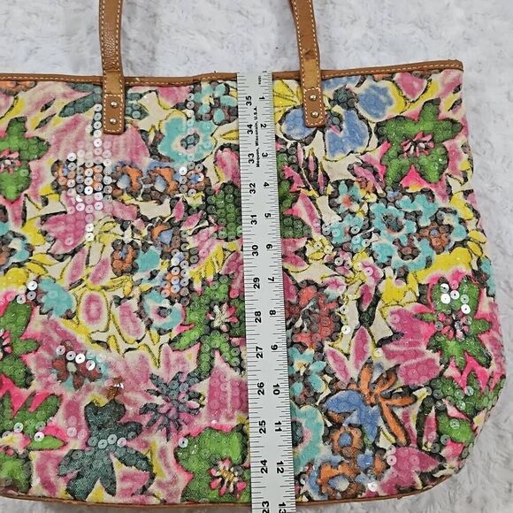 Nine West sequin tote multi color floral with clear sequins bobo chic summer - Picture 11 of 13